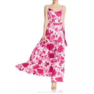NWT Betsey Johnson Pink Floral Maxi Long Sleeveless Cocktail Evening Dress Sz 14